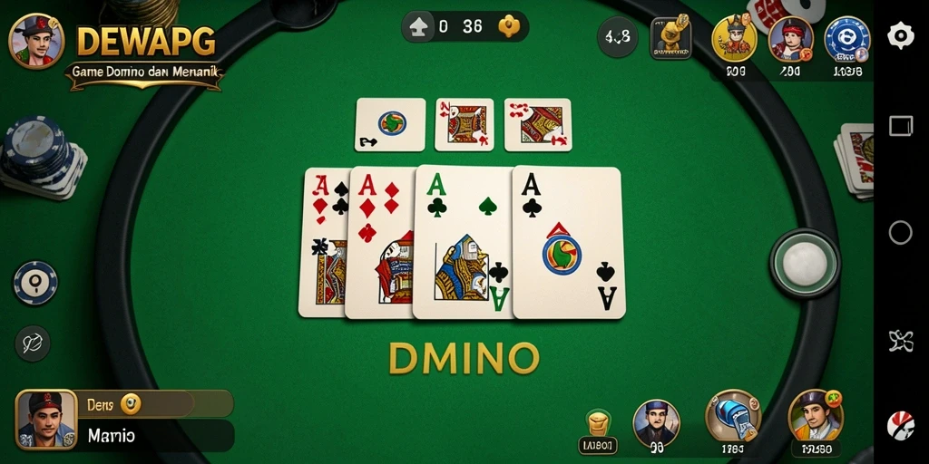 Tampilan antarmuka DEWAPG dengan fitur permainan Domino yang interaktif.