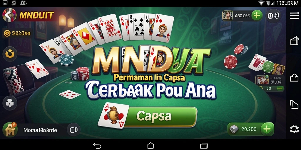 Tampilan antarmuka MNDUIT menampilkan suasana bermain Capsa yang menarik.