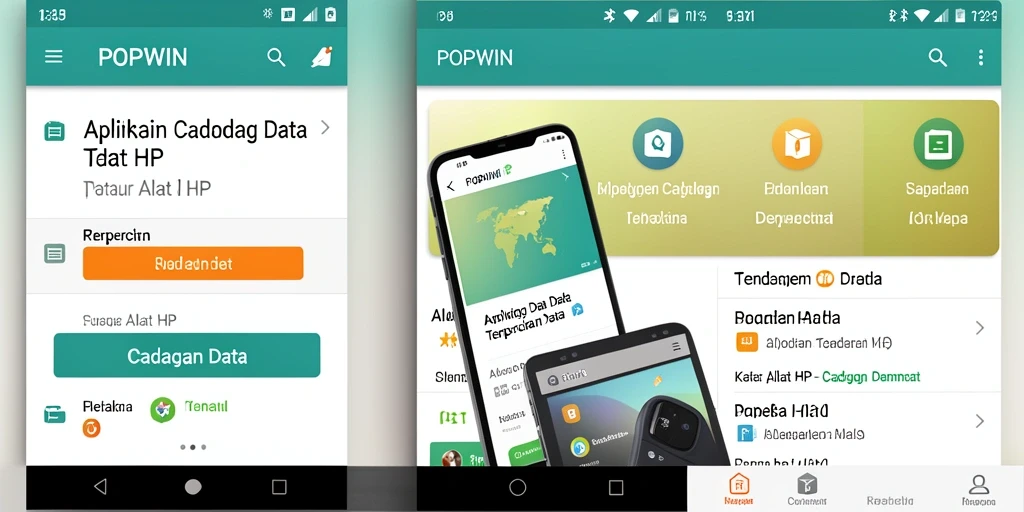 Tampilan antarmuka pengguna aplikasi POPWIN untuk cadangan data.