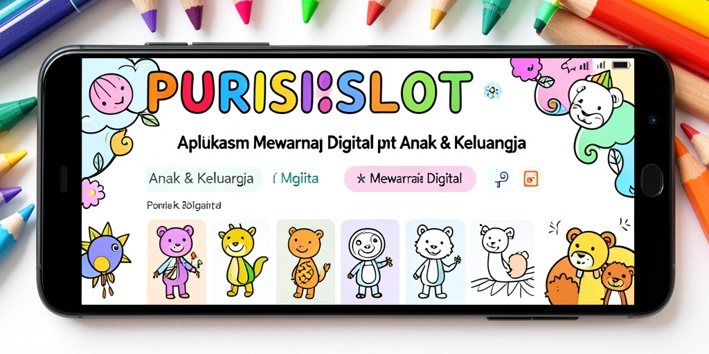 Antarmuka aplikasi PURISLOT yang menarik untuk mewarnai.
